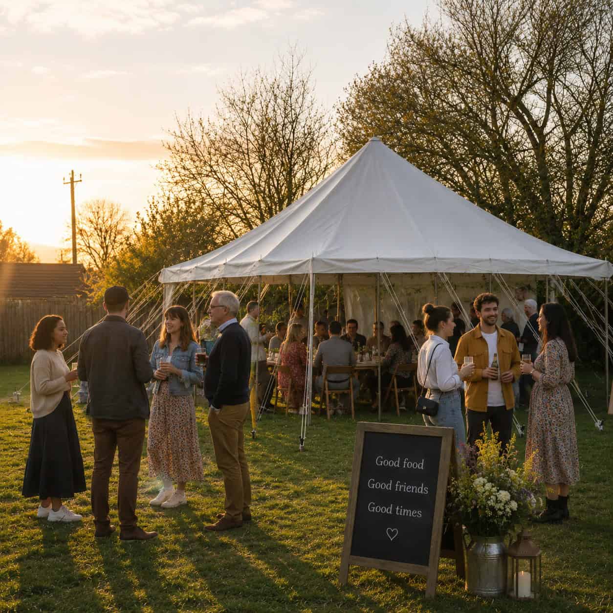 16 x 16 marquee with people gathering