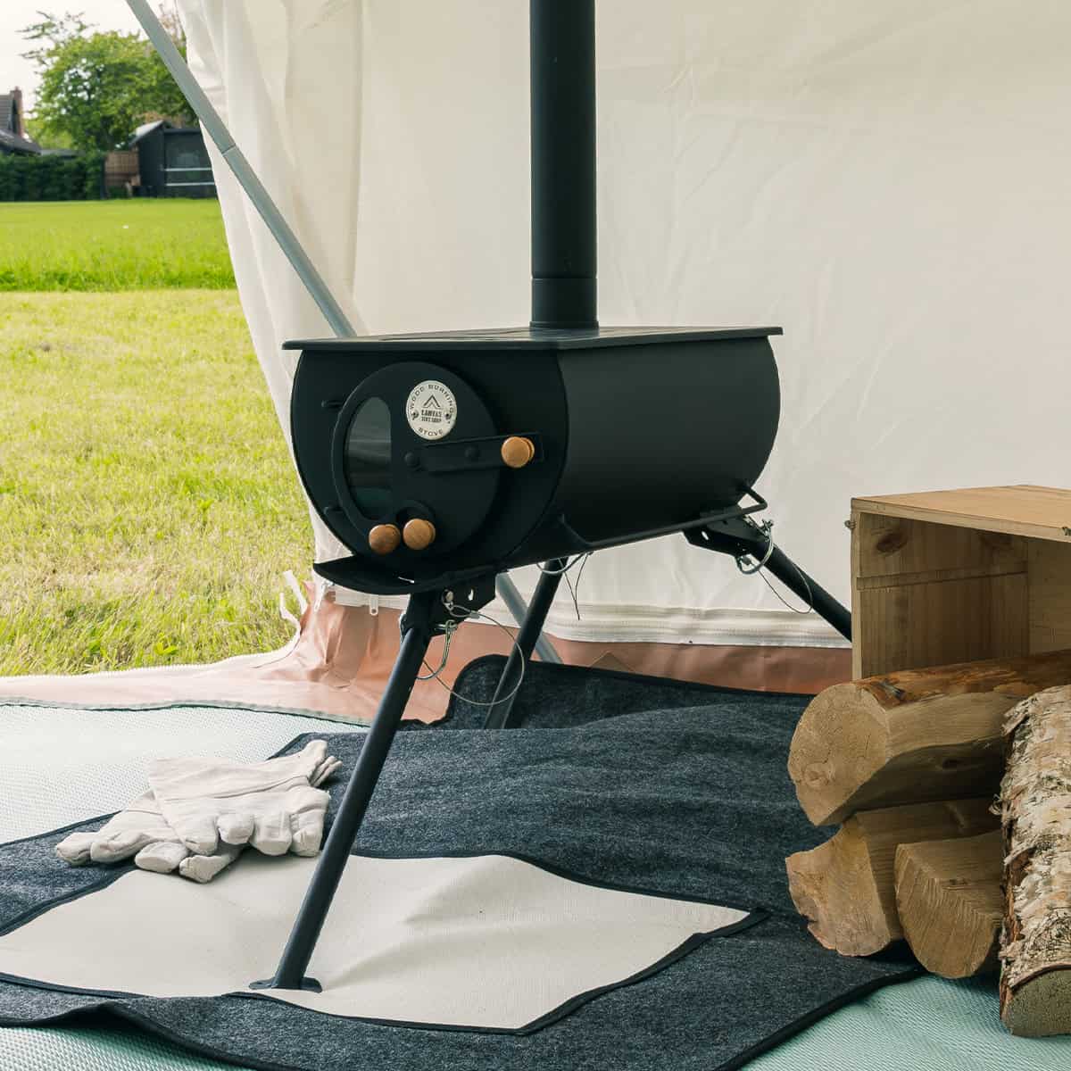 Bell Tent Wood Burning Stove - Glass Door Panel - Free Bag & Heat Resistant Gloves! - Image 13