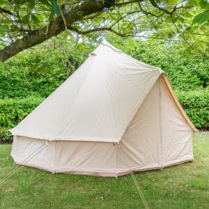 5M Bell Tent with Zipped PVC Groundsheet & 100% Cotton Canvas -  Kokoon Crème 285GSM - Higher Doorway!
