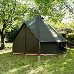 5m Kokoon Deluxe XL Bell Tent with Chimney Fitting - Olive Green - 100% Cotton canvas -Used once - one zip tooth deformed
