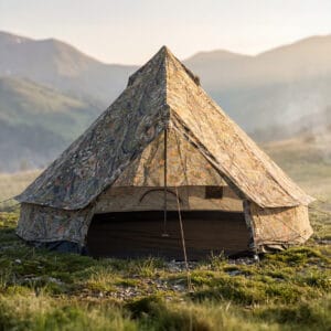 4m Camo Bell Tent with Chimney Fitting – Exclusive Design