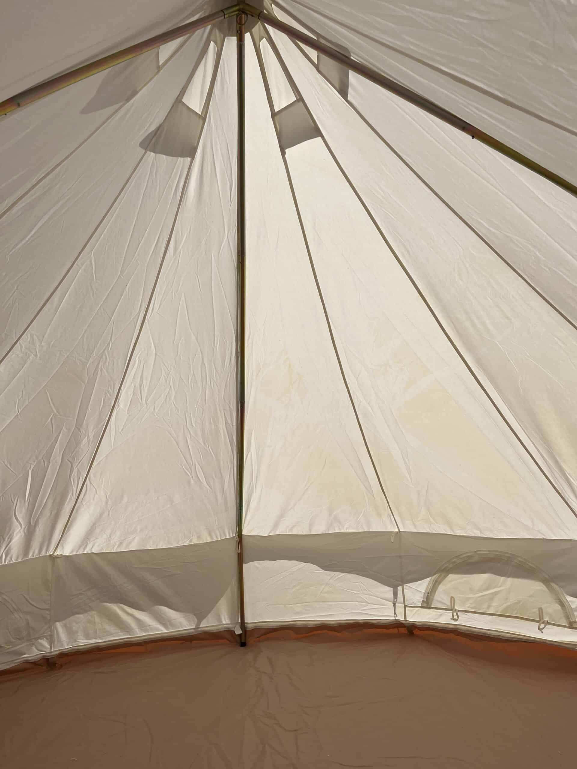 4M Spacious Bell Tent with Tripod Frame - PVC Groundsheet & 100% Cotton Canvas - Glade - Marked Canvas - Image 3