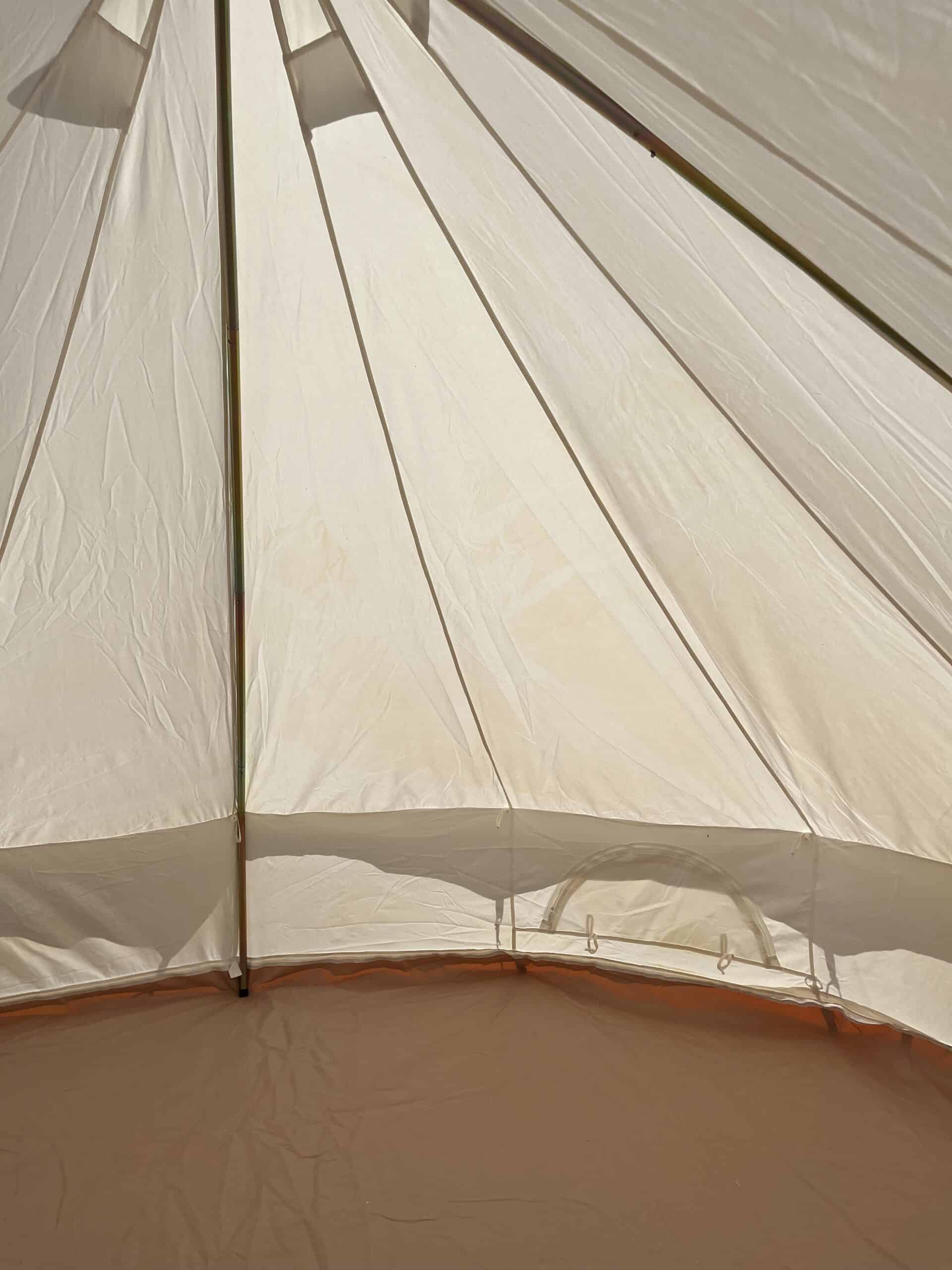 4M Spacious Bell Tent with Tripod Frame - PVC Groundsheet & 100% Cotton Canvas - Glade - Marked Canvas - Image 2