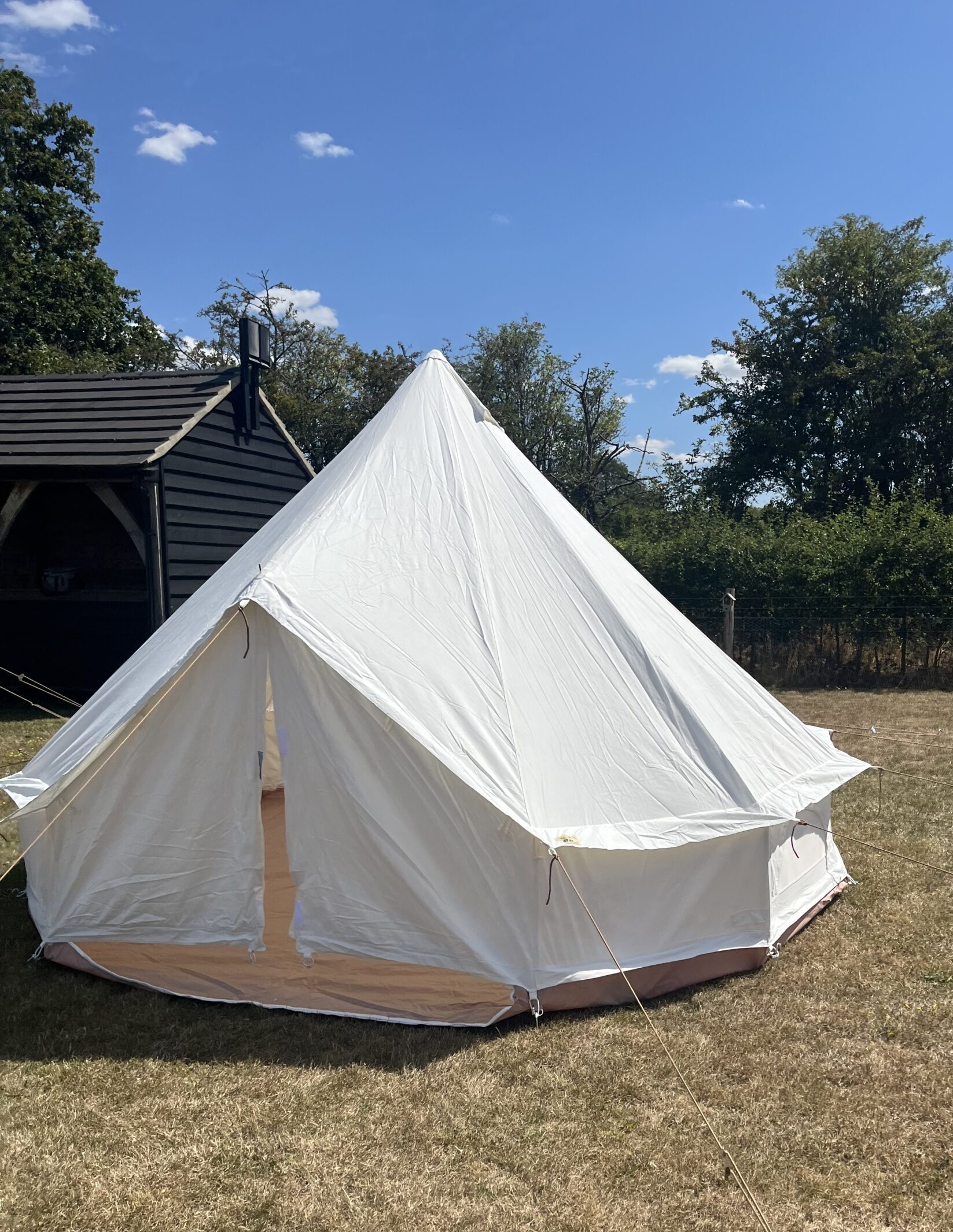 4M Spacious Bell Tent with Tripod Frame - PVC Groundsheet & 100% Cotton Canvas - Glade - Marked Canvas